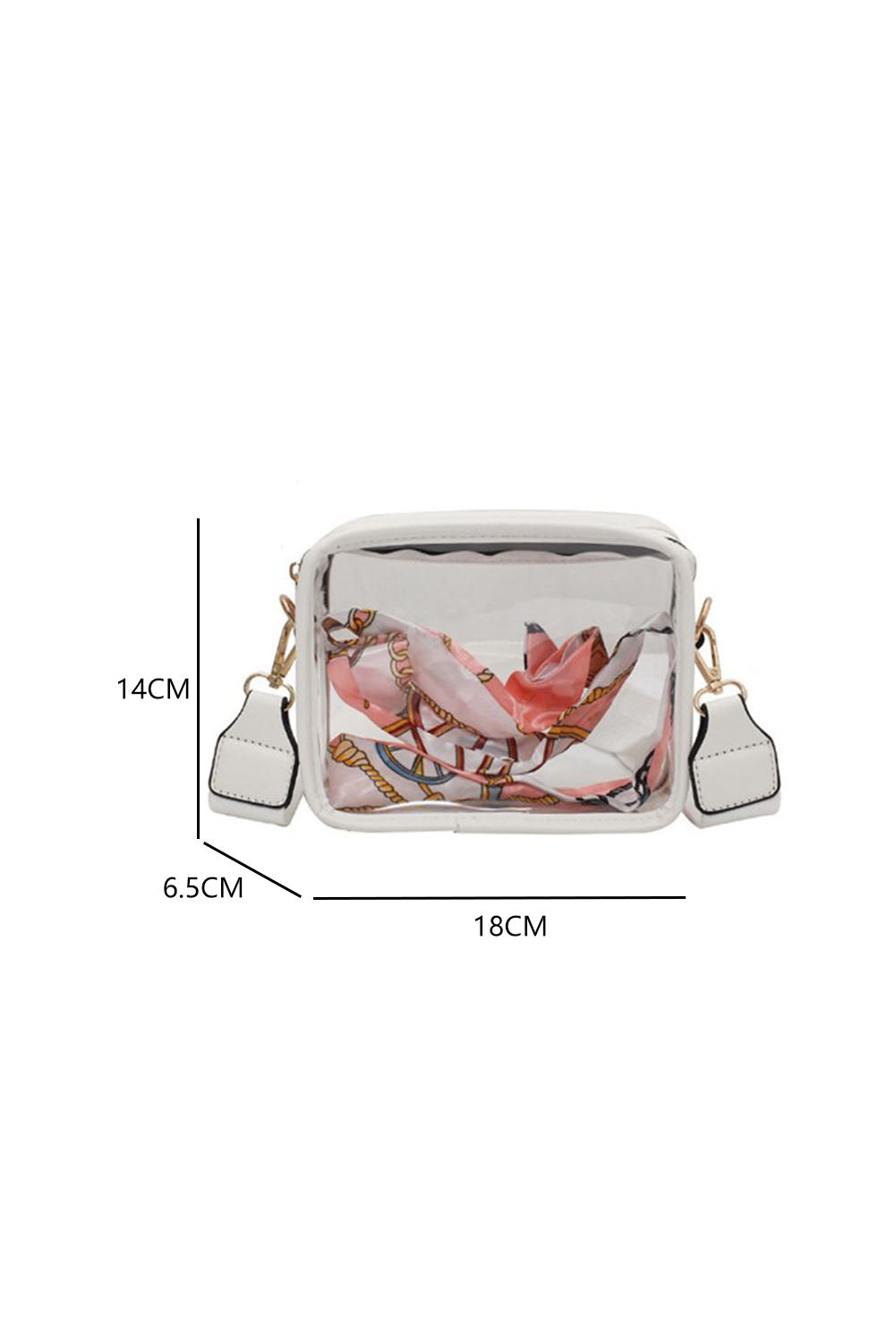 Cellestielle White Clear PVC Leather Strap Crossbody Bag