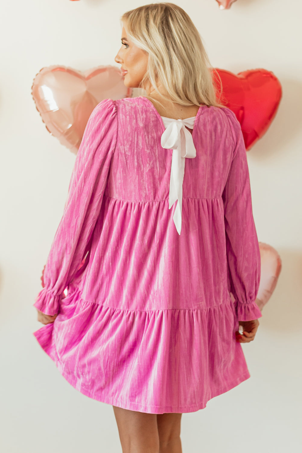 Pretty in Pink Velvet Babydoll Dress