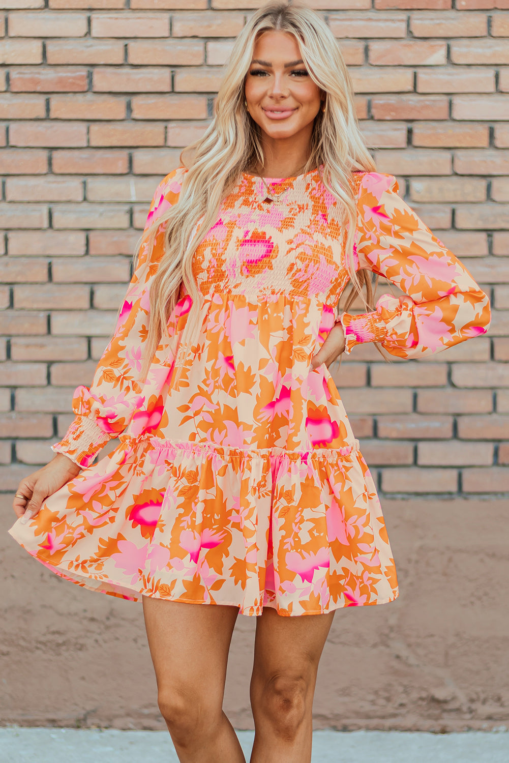 Vibrant Floral Tiered Mini Dress