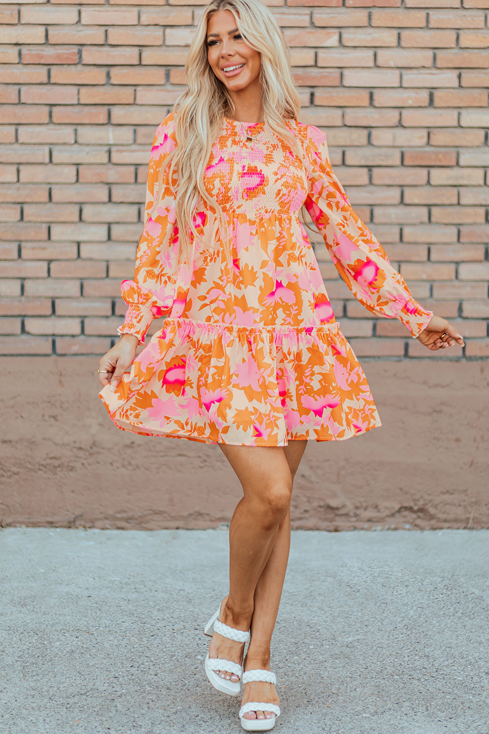 Vibrant Floral Tiered Mini Dress