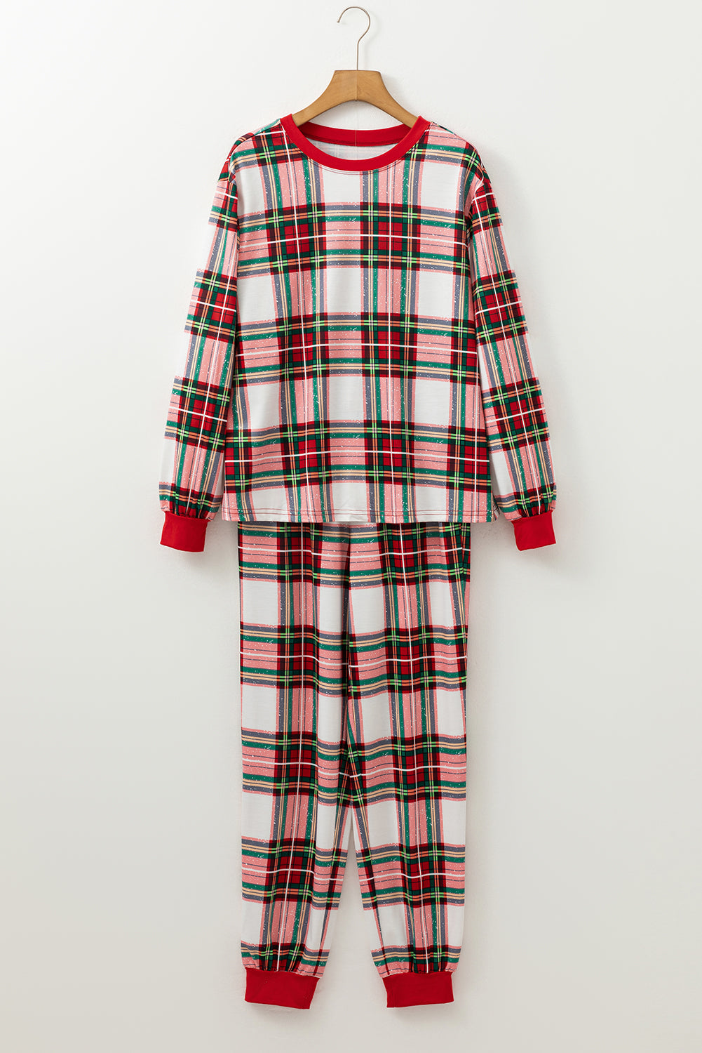 Red Plaid Allover Top and Pants Lounge Set