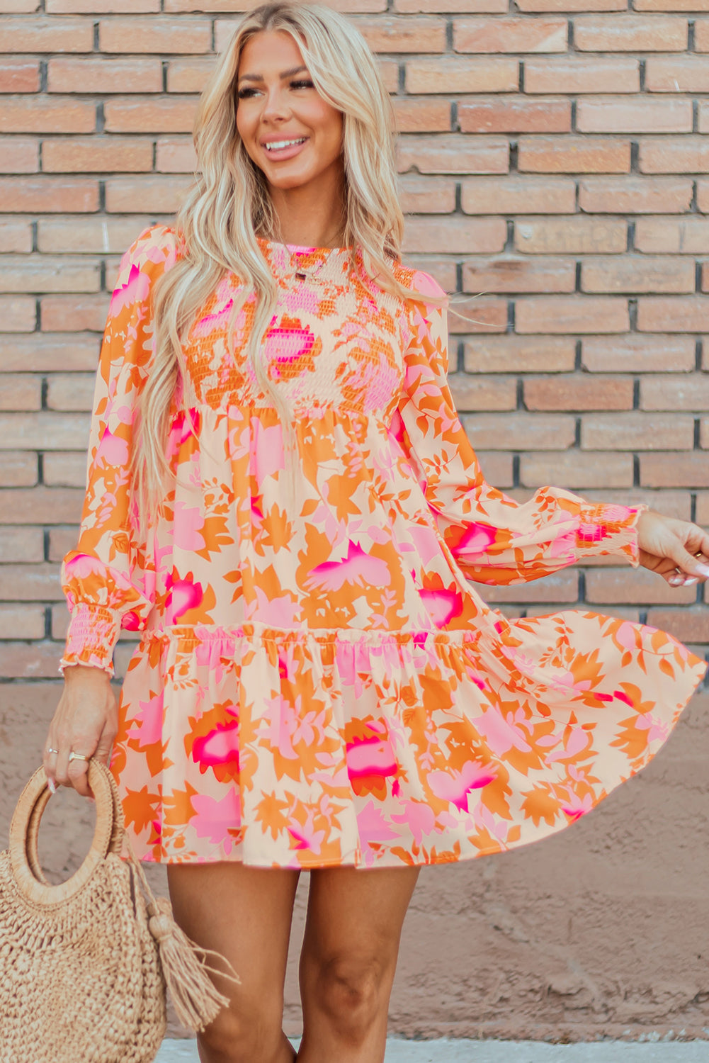 Vibrant Floral Tiered Mini Dress