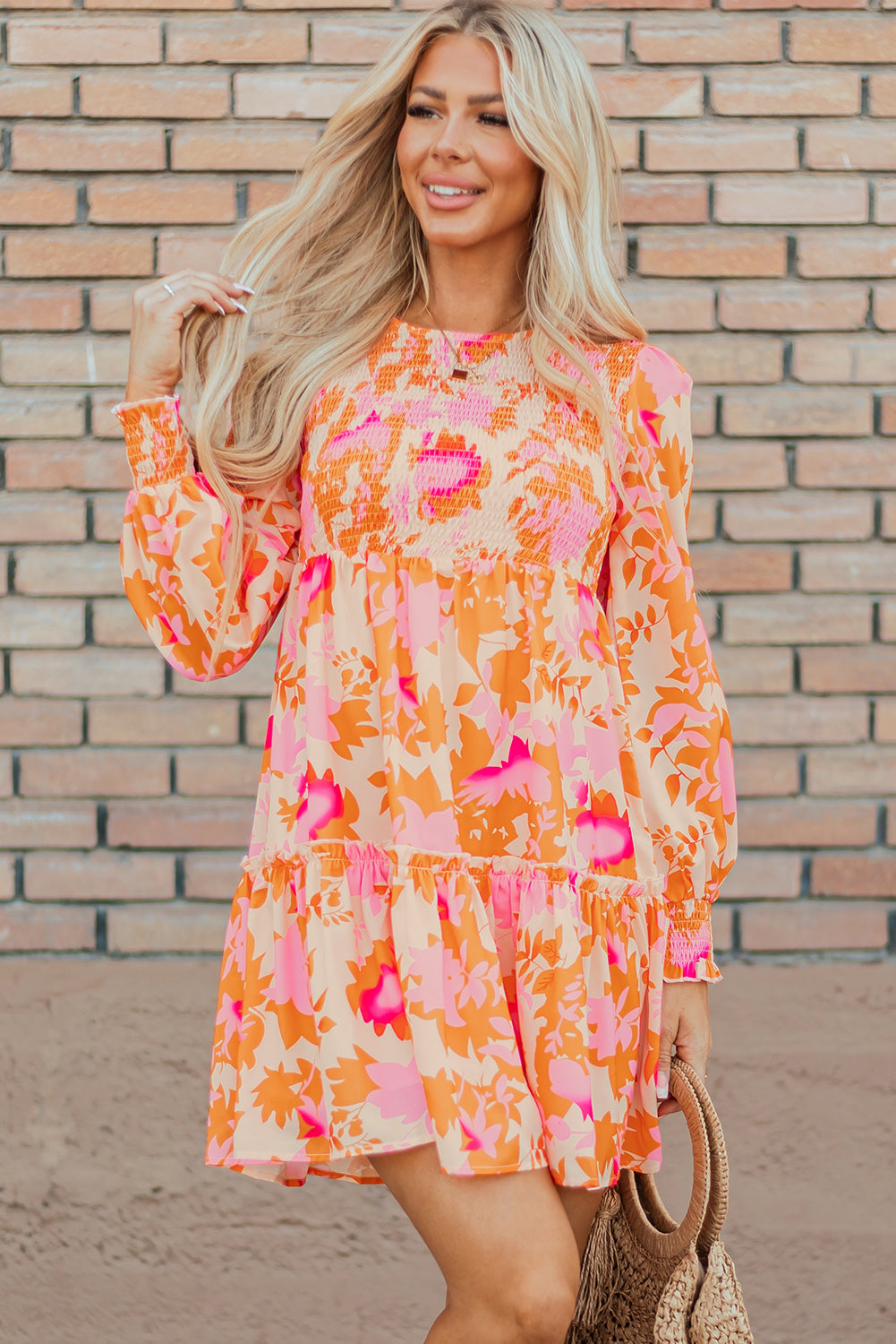 Vibrant Floral Tiered Mini Dress