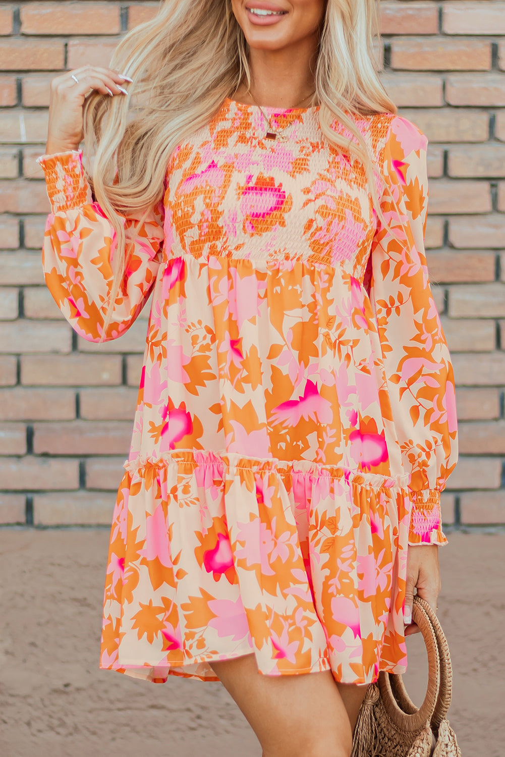 Vibrant Floral Tiered Mini Dress