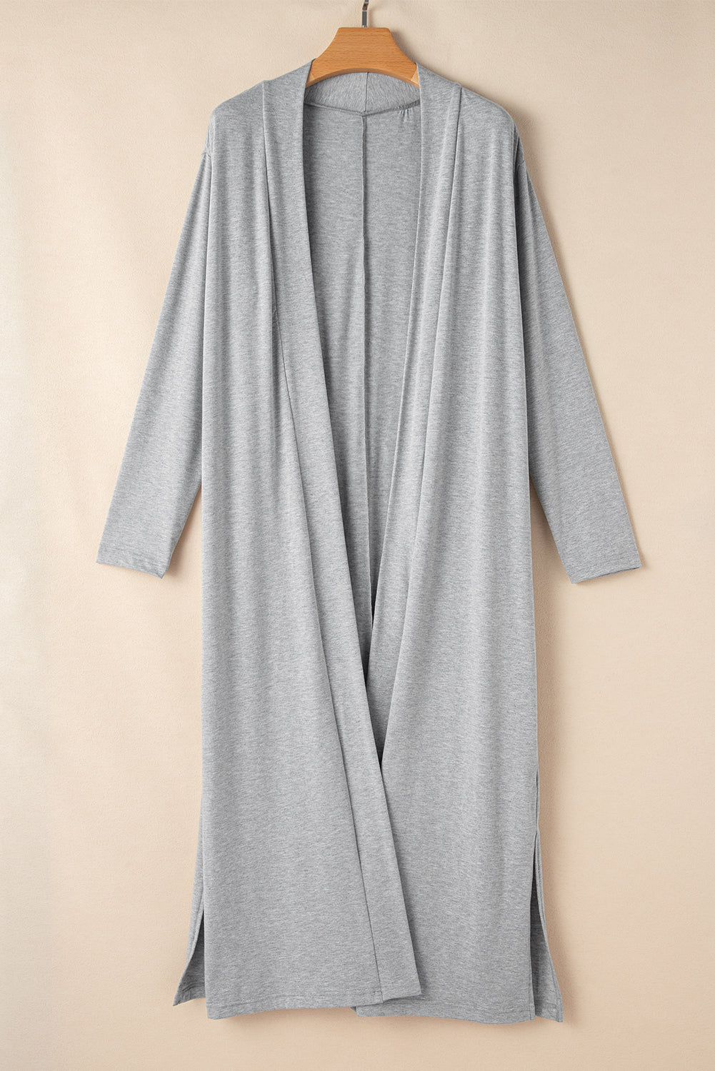 Light Grey Split Long Cardigan and Skinny Pants Set