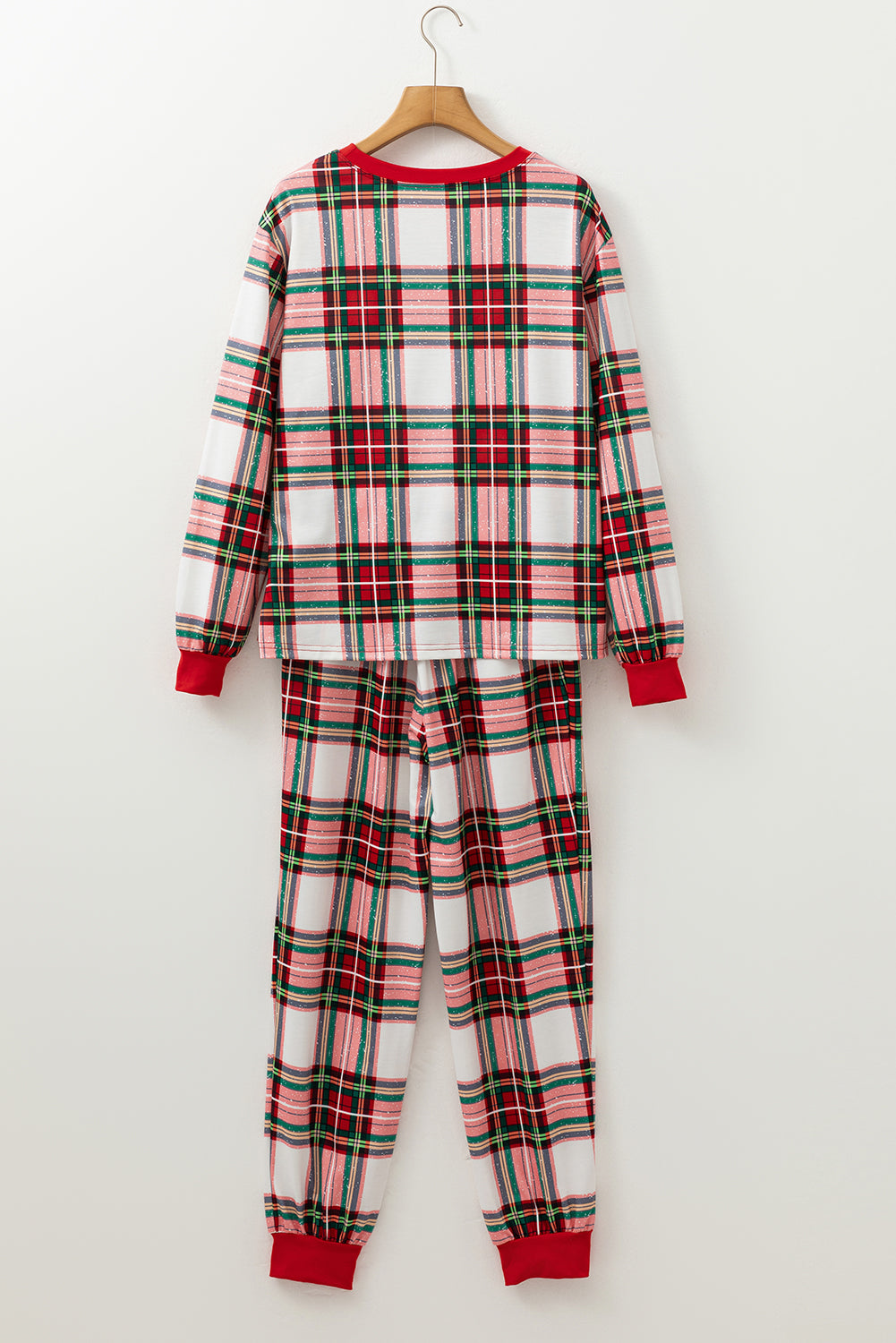 Red Plaid Allover Top and Pants Lounge Set