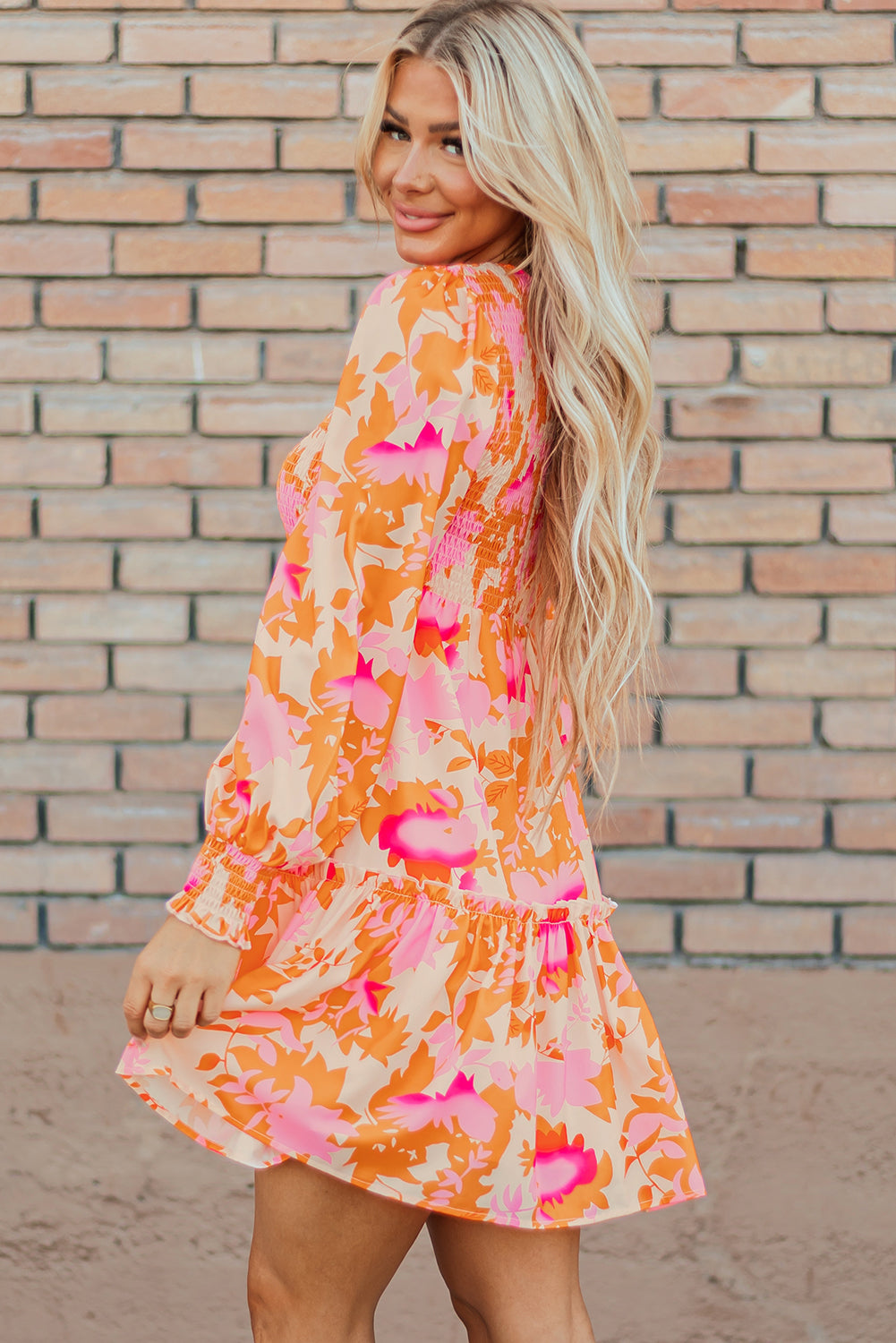 Vibrant Floral Tiered Mini Dress