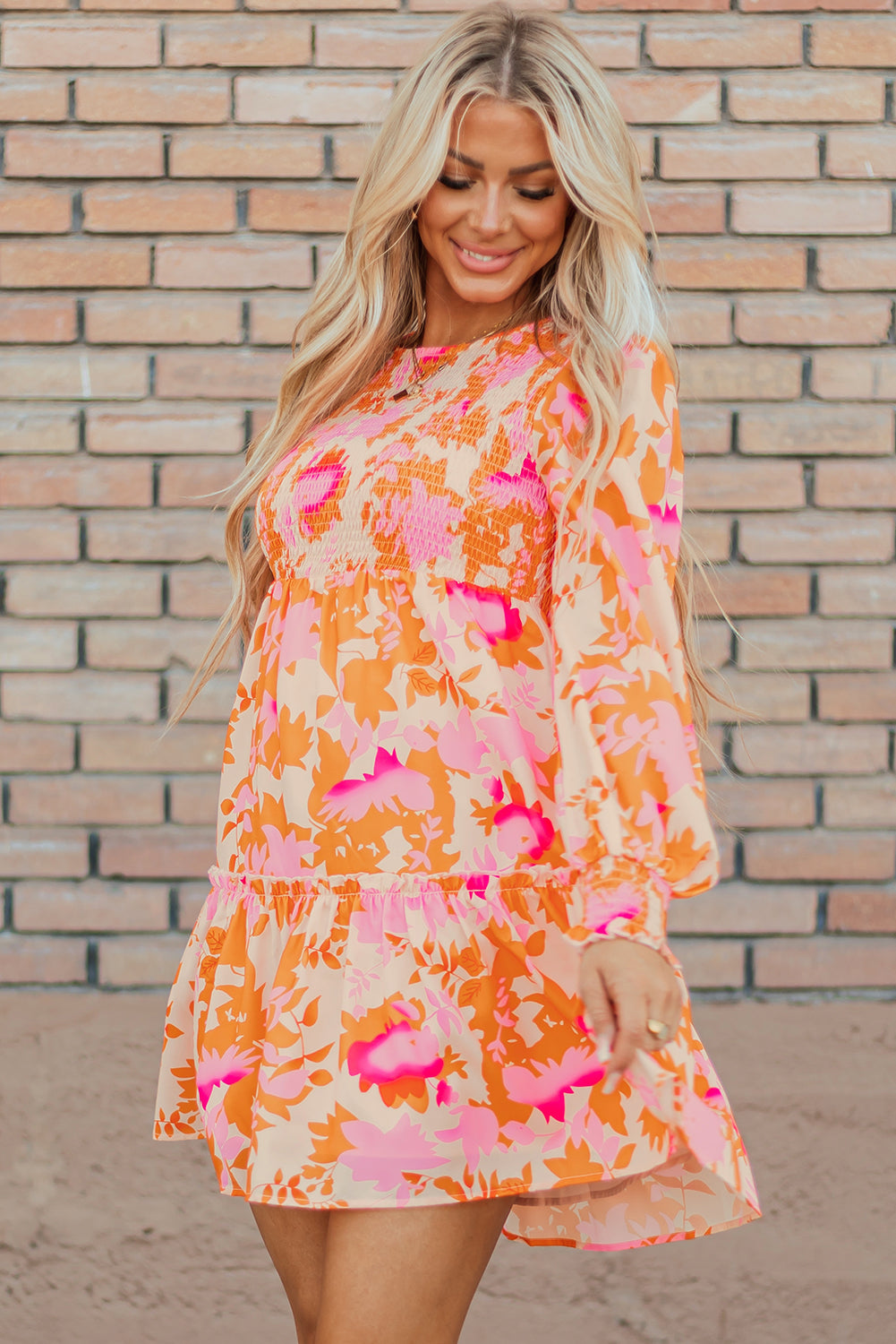 Vibrant Floral Tiered Mini Dress